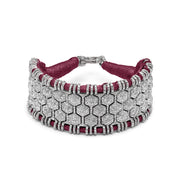 St. Moritz pavé diamond bracelet by Caravan of Stones — 6.8 carats of natural diamonds on deep vampire claret cotton thread.