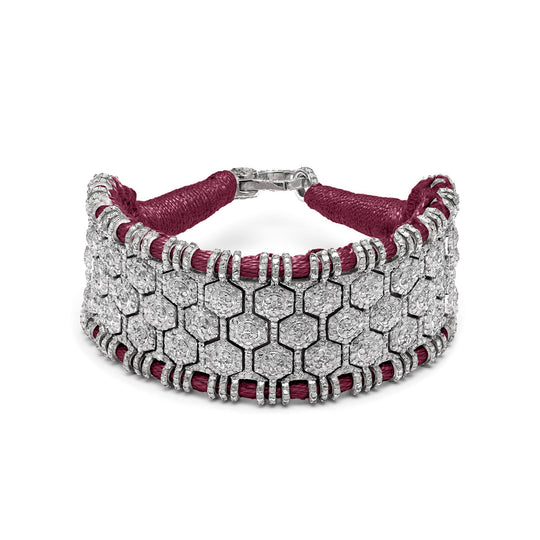 St. Moritz Vampire Claret bracelet with pavé diamond panels on white
