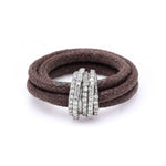 Top view of The Diamond Ring in Cotton: brown braided cotton cord and pavé diamond sterling silver band