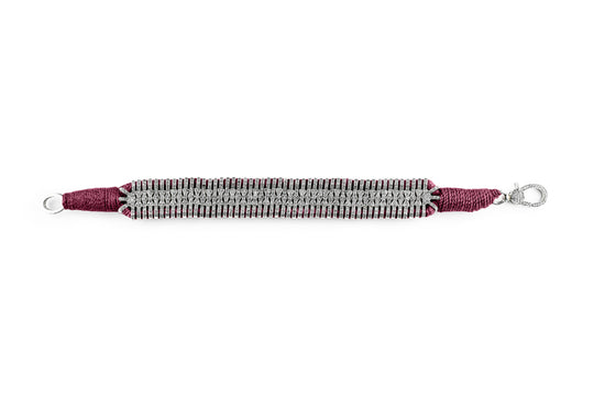 Vampire Claret Stacker bracelet laid flat, showing pavé diamond links and clasp
