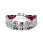 Caravan of Stones vampire claret pavé diamond stacker bracelet with silver clasp on white background