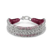 Caravan of Stones vampire claret pavé diamond stacker bracelet with silver clasp on white background