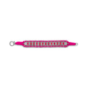 Caravan of Stones Sarasota pink pavé diamond and ruby bracelet laid flat showing clasp and thread detail