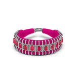 Caravan of Stones Sarasota pink pavé diamond and ruby bracelet with clasp on white background