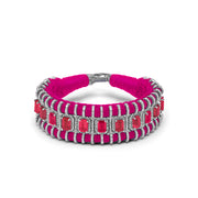 Caravan of Stones Sarasota pink pavé diamond and ruby bracelet with clasp on white background