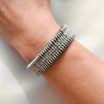 Cashmere Earth taupe diamond stacker bracelet worn on the wrist