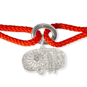 Como diamond charm bracelet with orange kumihimo thread