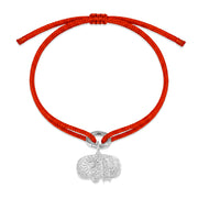 Como Diamond Charm Bracelet in orange Kumihimo thread with a silver diamond charm on white