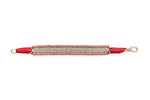 Coral Gold Stacker with coral thread and pavé diamonds laid flat