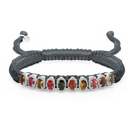 Dark olive gunmetal Mini Lisse diamond bracelet with sliding closure by Caravan of Stones