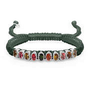 Deep Petrol Teal Mini Lisse bracelet with multi-coloured gemstones on a white background