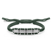 Deep petrol teal Row diamond bracelet laid flat with a sliding closure
