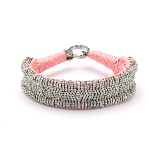 Formentera baby pink thread pavé diamond bracelet by Caravan of Stones