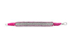 Fuchsia Silver Stacker with pink thread and pavé diamonds laid flat