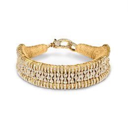 Golden Ember gold thread bracelet with pavé diamonds and gold detailing