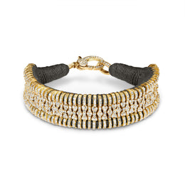 Gunmetal Gold Stacker Grey bracelet with pavé diamond links on white