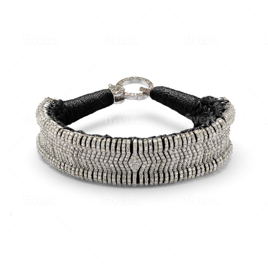 Ibiza black thread pavé diamond bracelet by Caravan of Stones