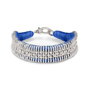 Kibo royal blue thread bracelet with pavé diamonds and silver detailing