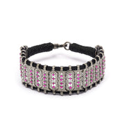 Marrakech black thread pavé diamond and ruby bracelet by Caravan of Stones