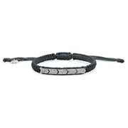 Méridien black bracelet with a pavé diamond panel on a white background