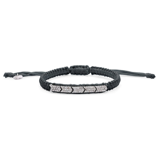 Méridien black bracelet with a pavé diamond panel on a white background