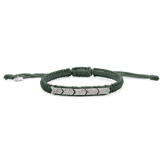 Méridien Deep Petrol Teal bracelet with a pavé diamond panel on a white background