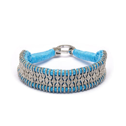 Mykonos sky blue thread pavé diamond bracelet by Caravan of Stones