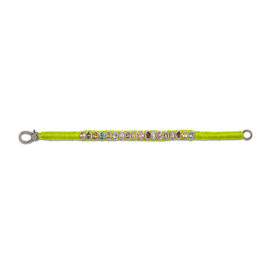 Neon yellow mini tourmaline and diamond bracelet by Caravan of Stones