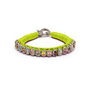 Neon yellow mini thread diamond bracelet with multi-coloured tourmalines