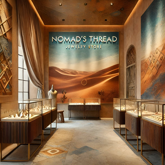 Jewellery shop interior with a Nomad's Thread sign