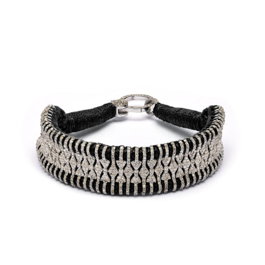 Paris black thread pavé diamond bracelet by Caravan of Stones