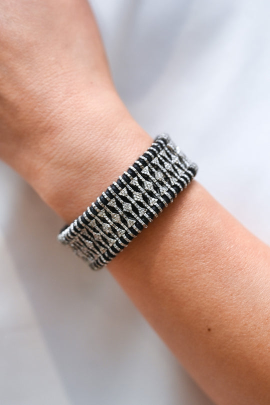 Paris black thread pavé diamond bracelet by Caravan of Stones
