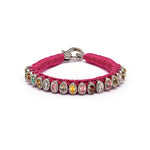 Pink mini thread diamond bracelet with multi-coloured tourmalines