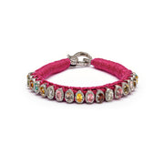Pink mini thread diamond bracelet with multi-coloured tourmalines