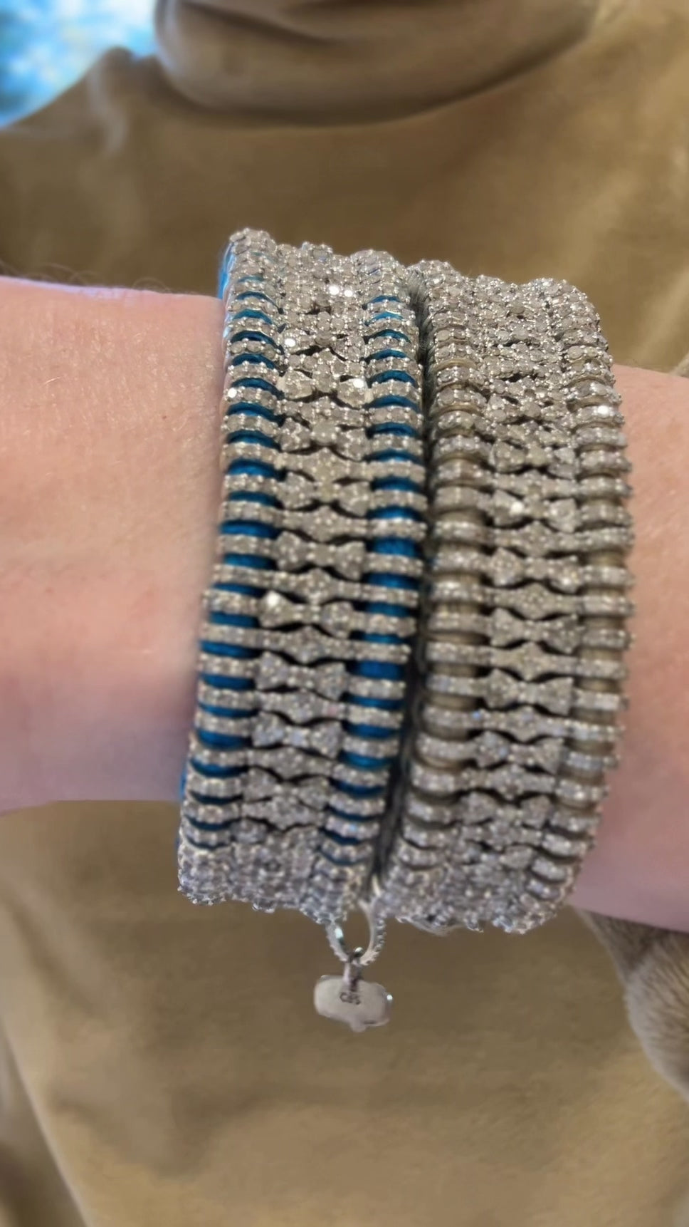 Cashmere Earth and Kibo natural pavé diamond stacker bracelets video — Caravan of Stones