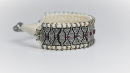 Skoura- Sand Thread Pavé Diamond and Ruby Bracelet