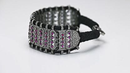 Black Thread Diamond and Ruby Bracelet