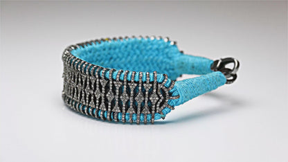 Mykonos - Sky Blue Thread Pavé Diamond Bracelet