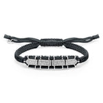 Row black diamond bracelet with sliding lock and pavé diamonds by Caravan of Stones