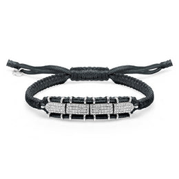 Row black diamond bracelet with sliding lock and pavé diamonds by Caravan of Stones