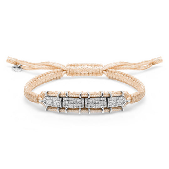 Row sand diamond bracelet with sliding lock by Caravan of Stones