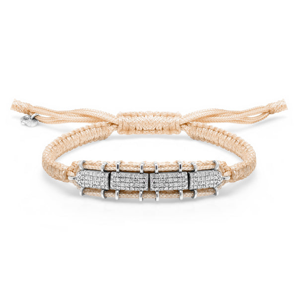 Row sand diamond bracelet with sliding lock by Caravan of Stones