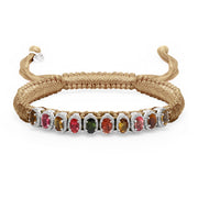 Saddle Camel Mini Lisse bracelet with multi-coloured gemstones on a white background