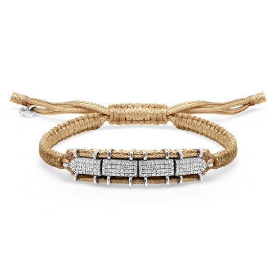 Row Saddle Camel diamond bracelet with sliding lock by Caravan of Stones