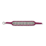 Salar Claret Velvet Thread Pavé Diamond and Emerald Bracelet laid flat on white