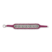 Salar Claret Velvet Thread Pavé Diamond and Emerald Bracelet laid flat on white