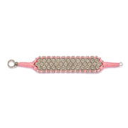 Side view of the Santa Margherita baby pink thread diamond bracelet