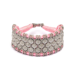 Santa Margherita baby pink thread bracelet with pavé diamonds