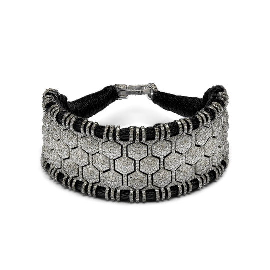 St. Moritz black thread bracelet with pavé diamonds