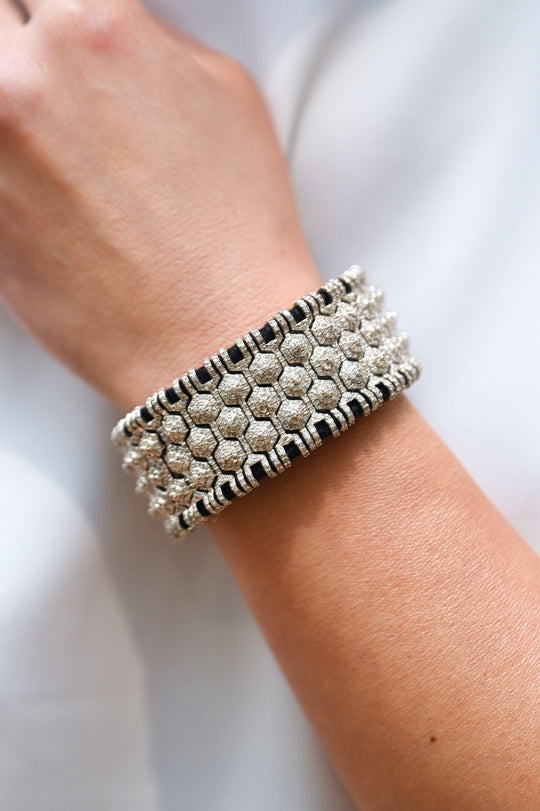 St. Moritz black thread pavé diamond bracelet by Caravan of Stones